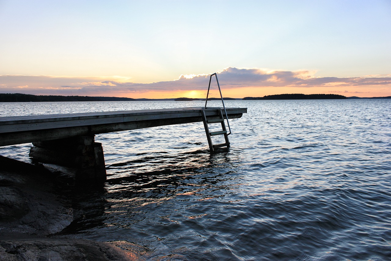 pier sunset sea free photo