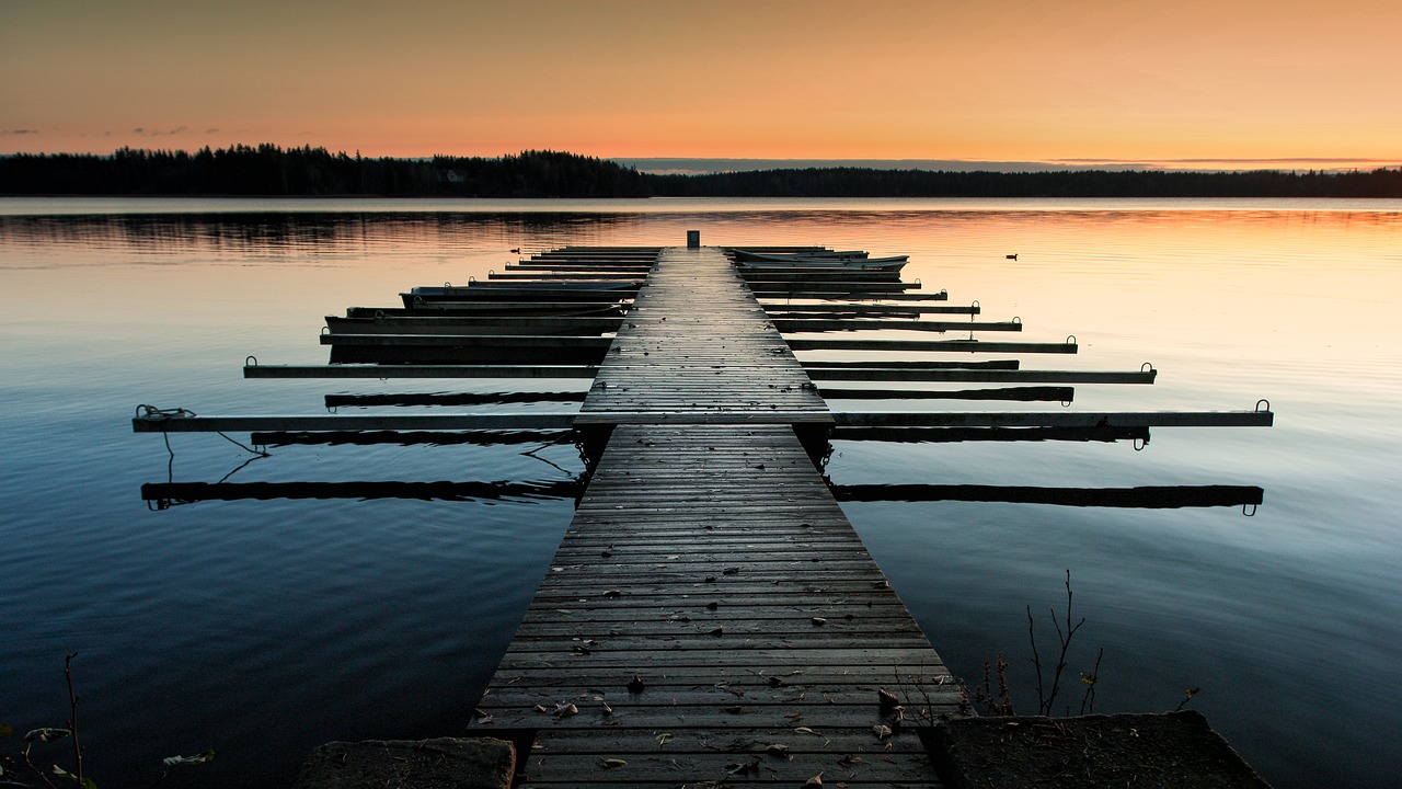 pier sunset lake free photo