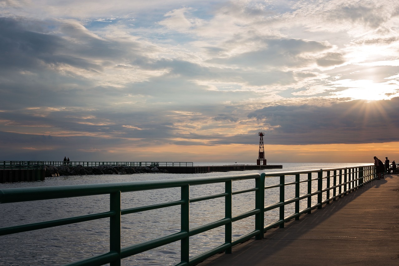 pier sunset lake free photo