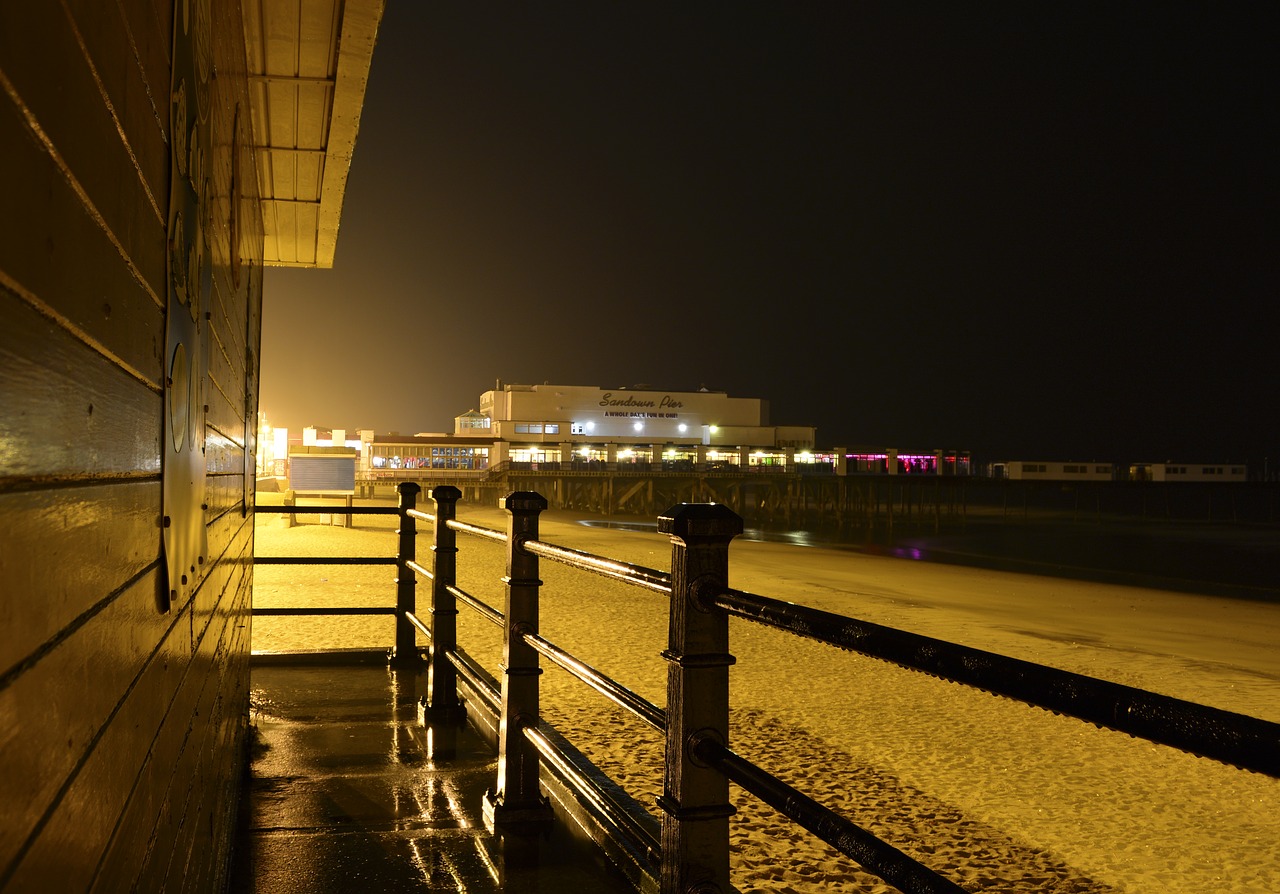 pier beach night free photo