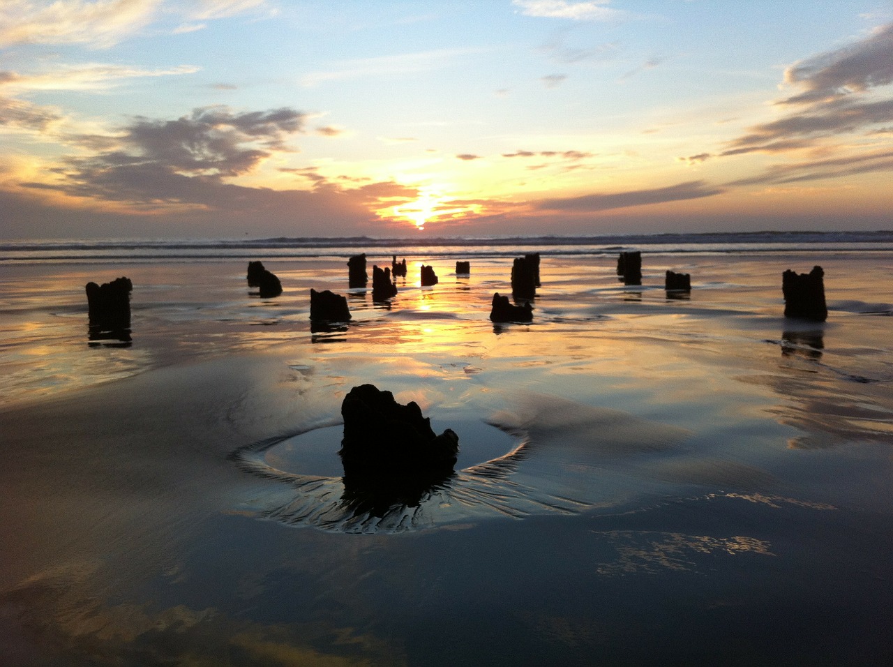 pier beach sunset free photo