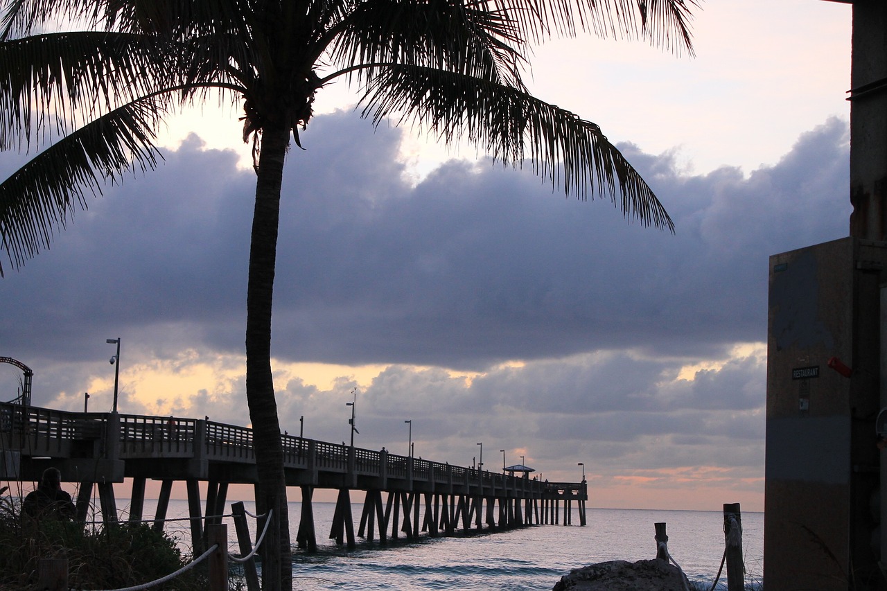 pier beach sunrise free photo