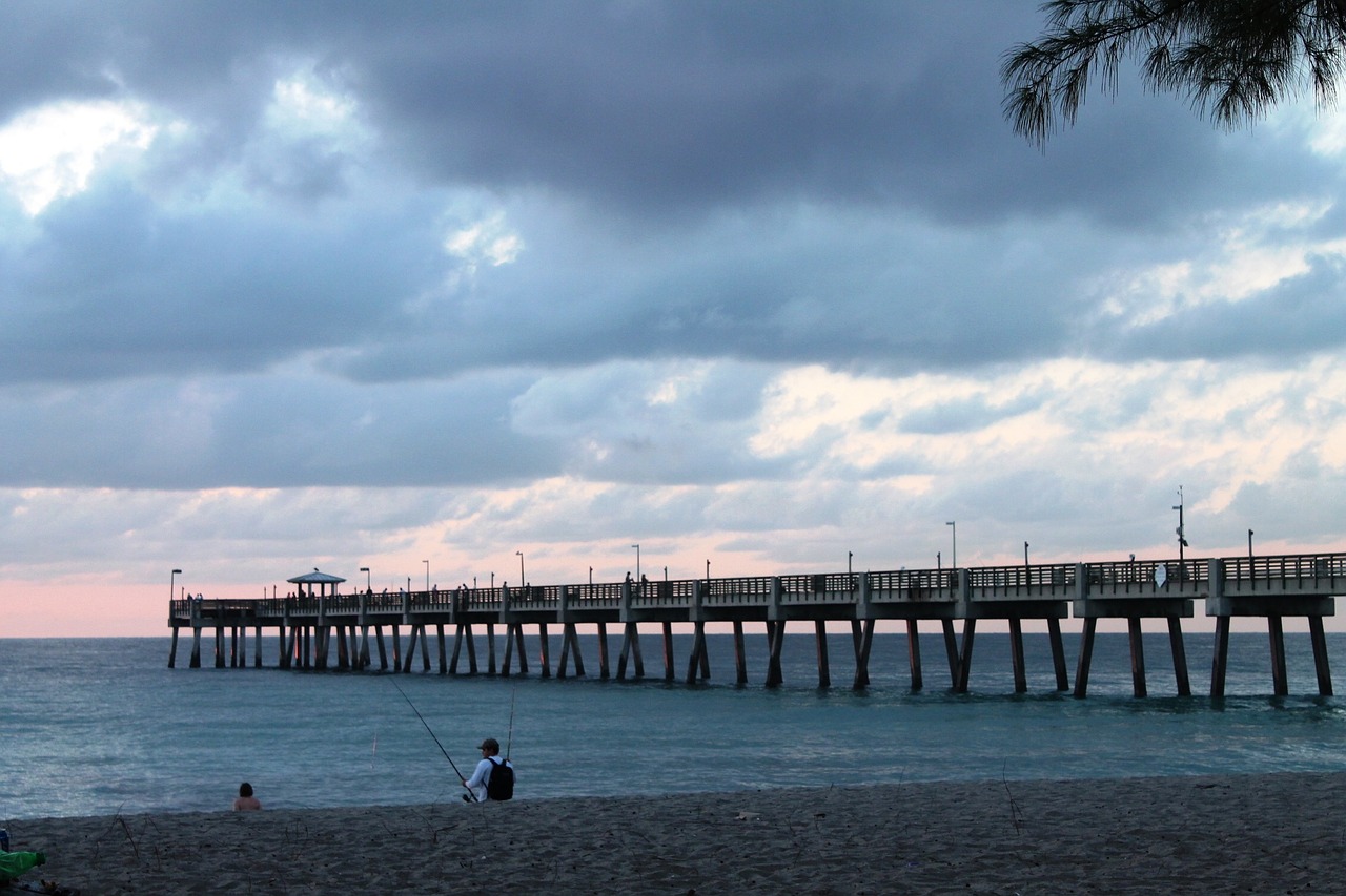 pier beach fishing free photo