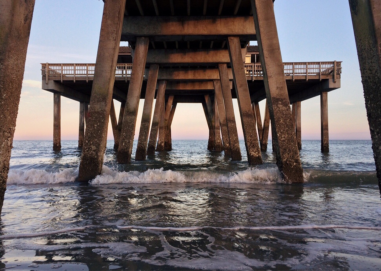 pier beach ocean water free photo