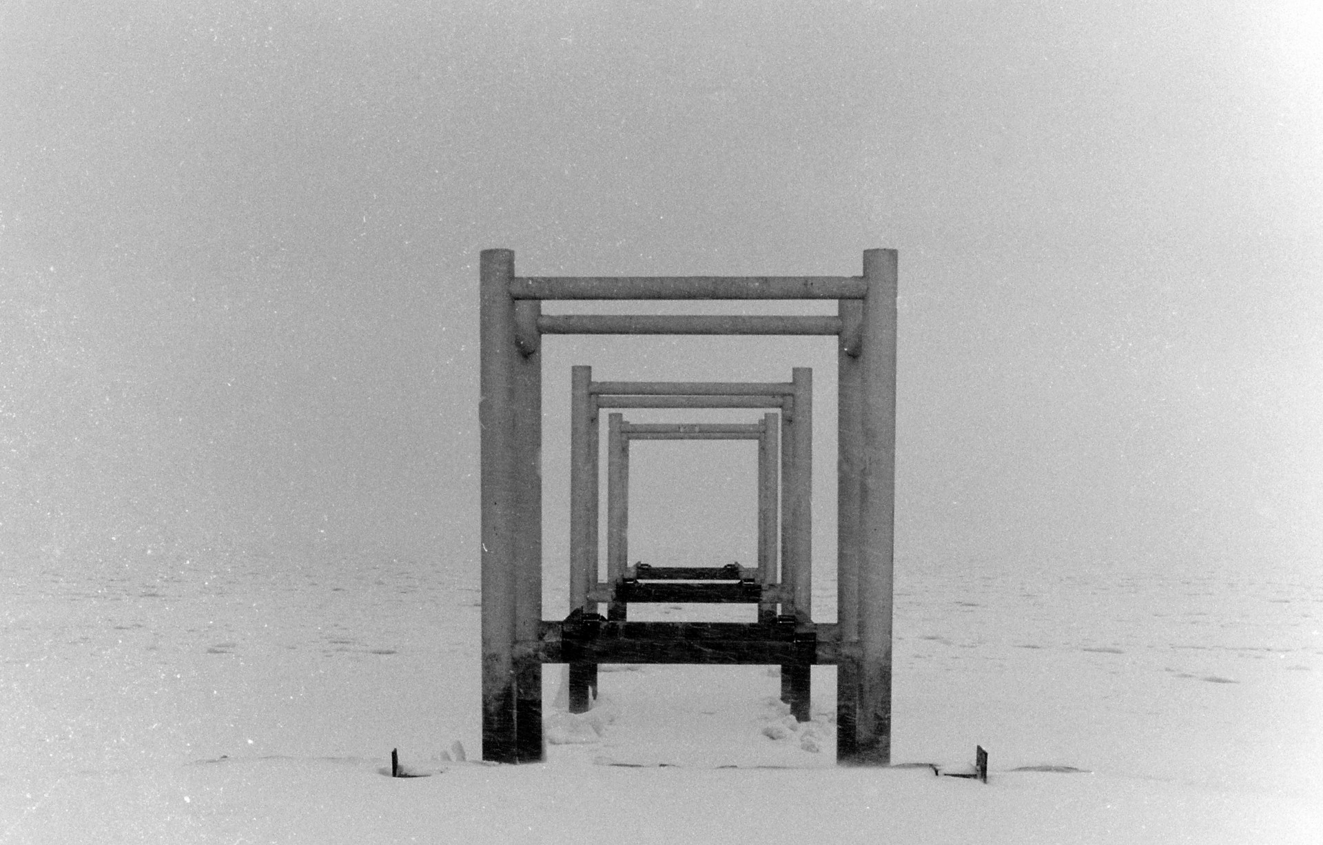 pier snow pier in the snow free photo