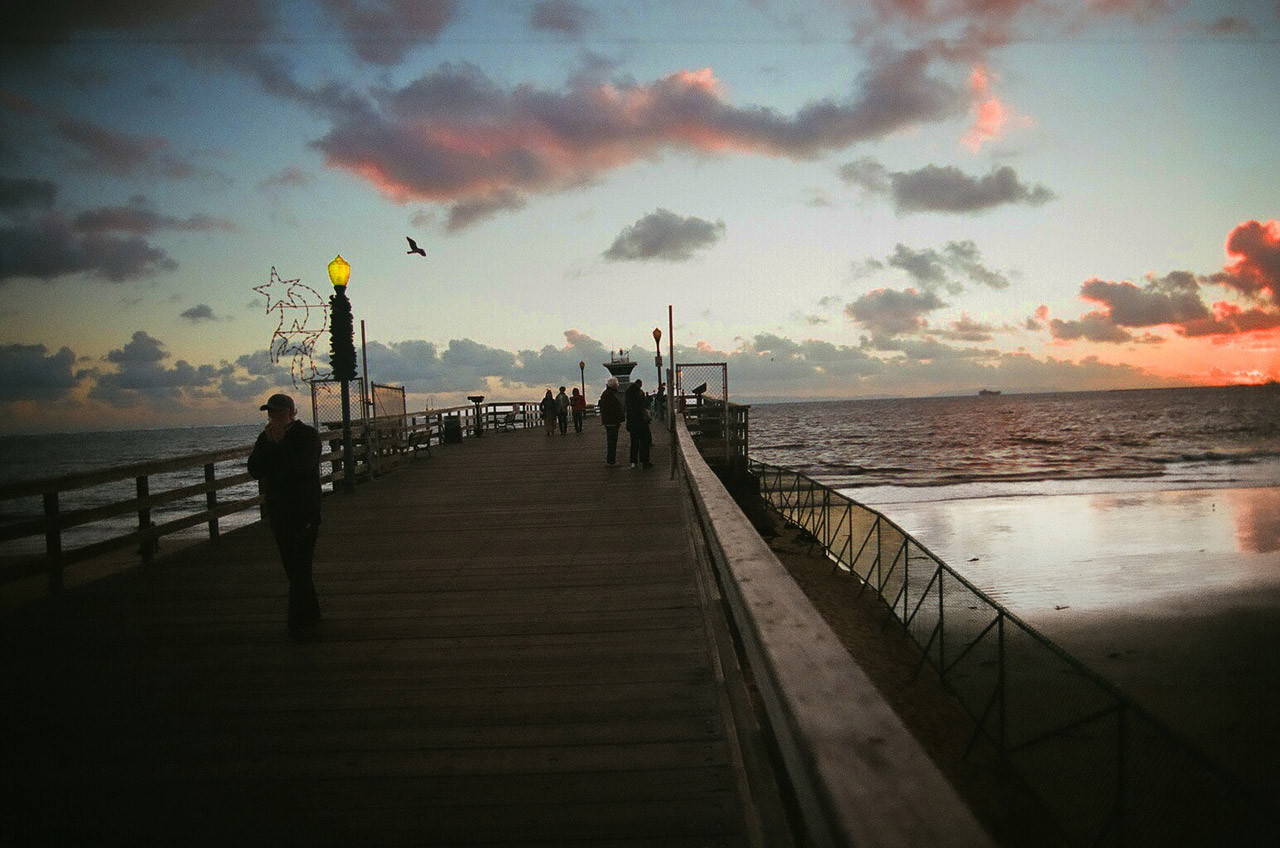 ocean pier sunset free photo