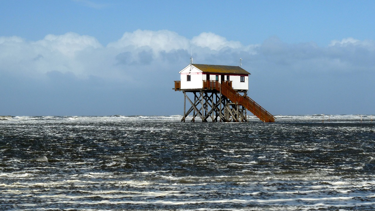 pile construction saint peter ording north sea free photo