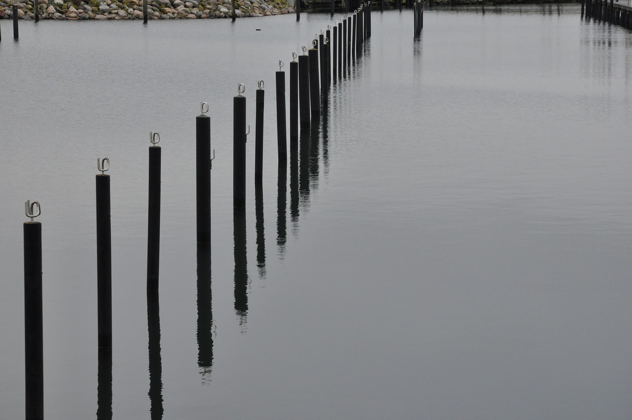 piles in the water  sea  docks free photo