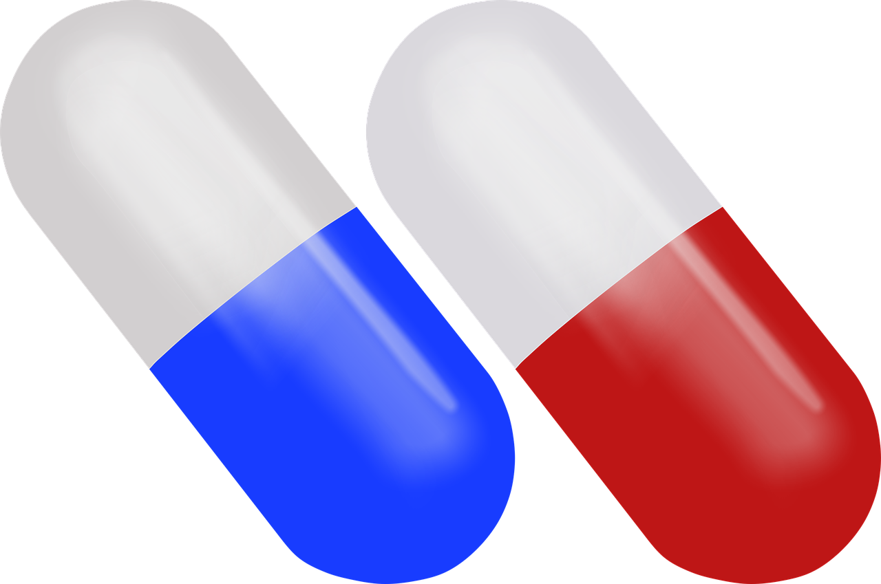pill pill red and blue drug free photo