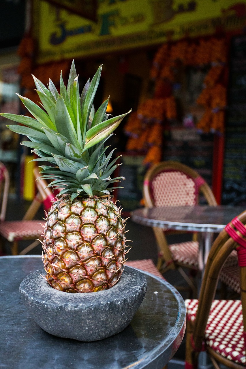 pineapple table colorful free photo