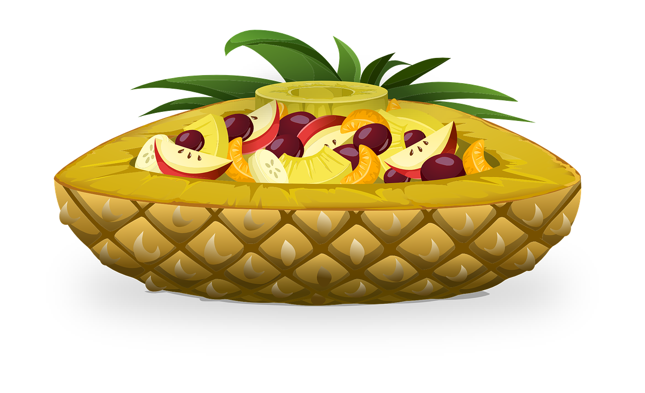 pineapple boat fruits salads free photo