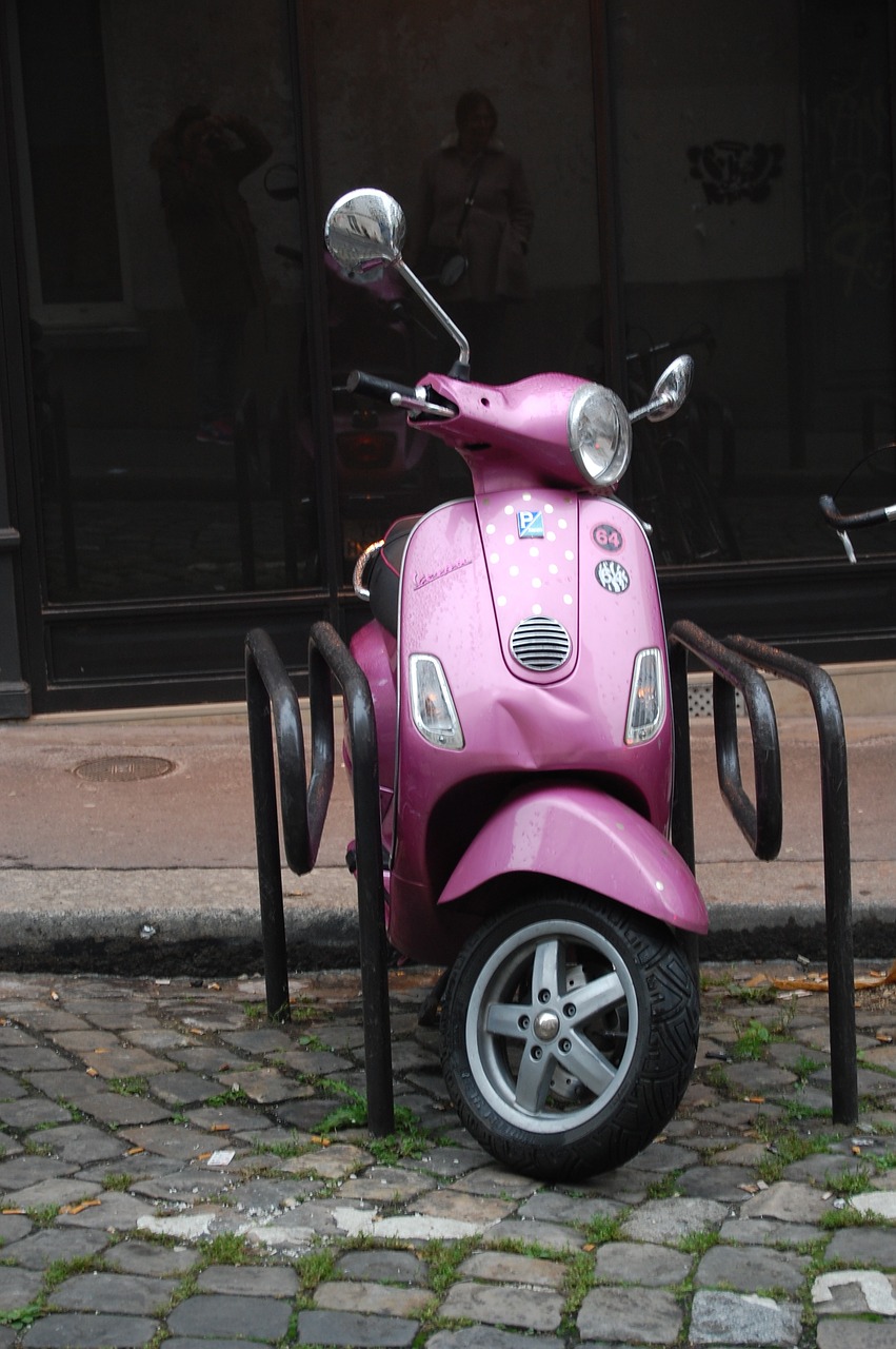 pink moped scooter free photo