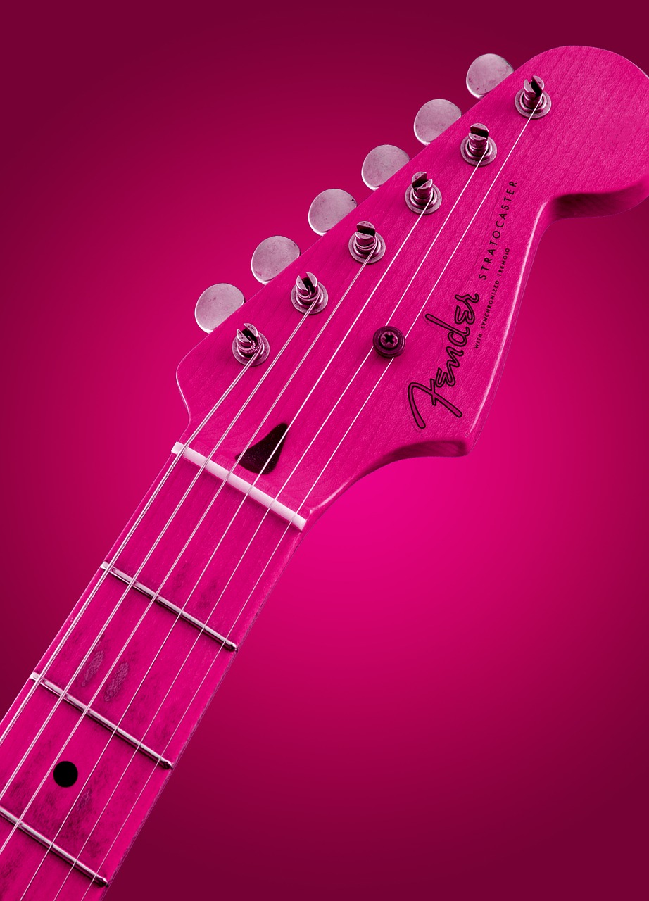 pink guitar glowing free photo