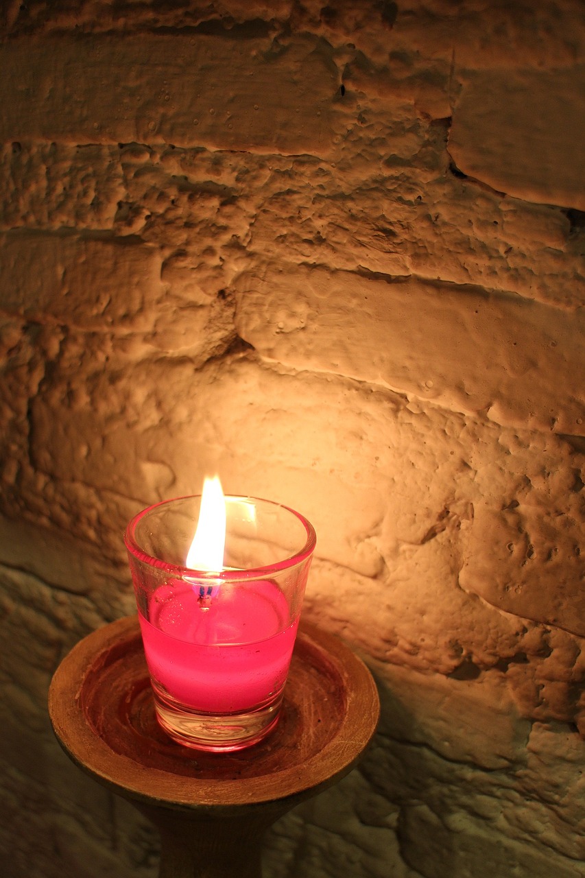 pink candle light space wall free photo