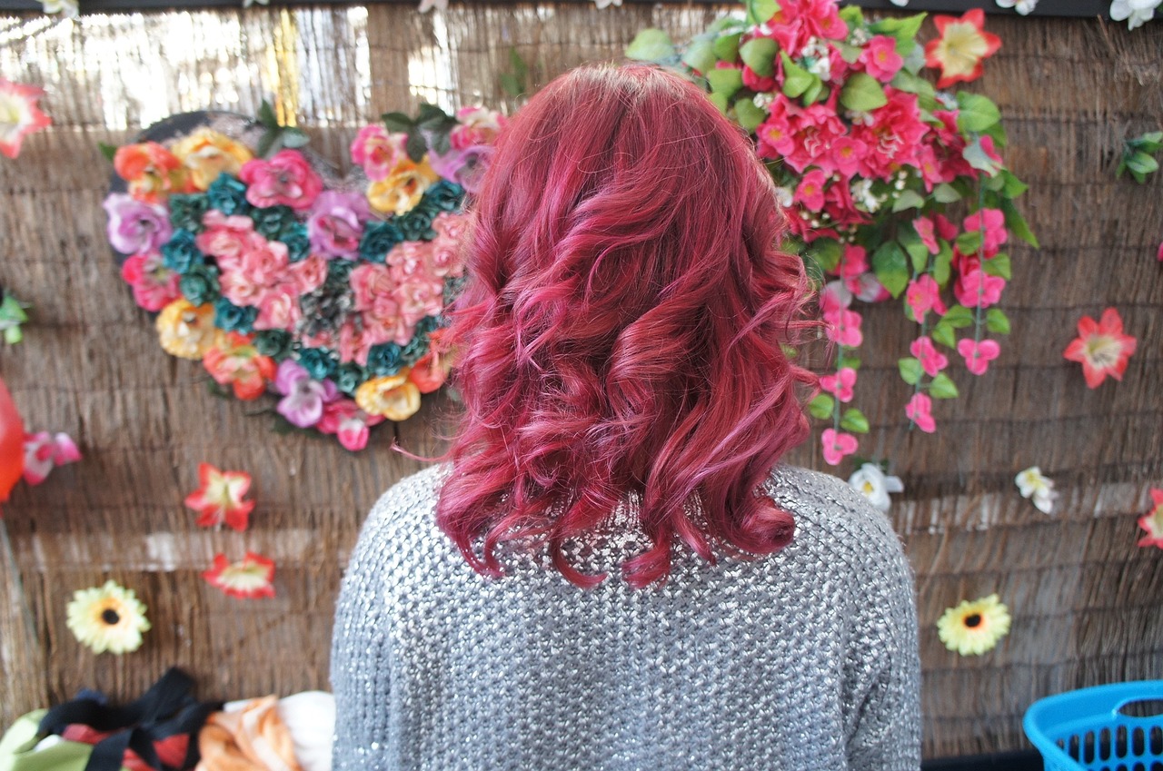 pink hair curls blow wave free photo