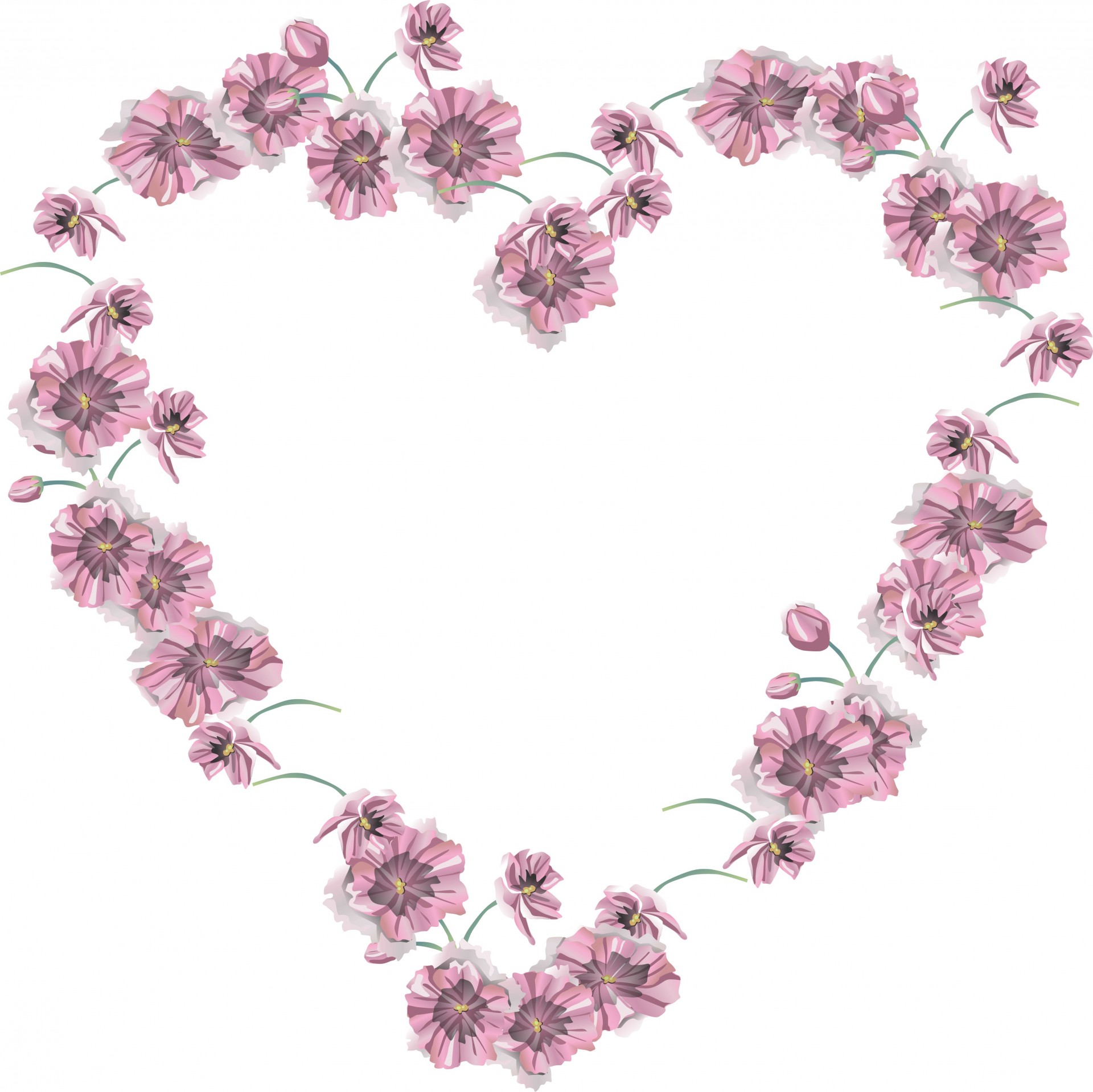 heart pink flowers free photo
