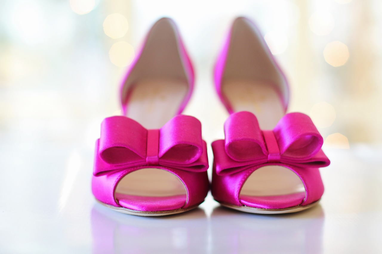 pink shoes wedding shoes bows free photo