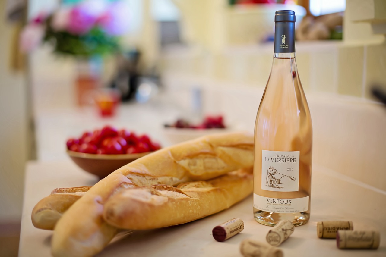 pink wine baguettes french free photo