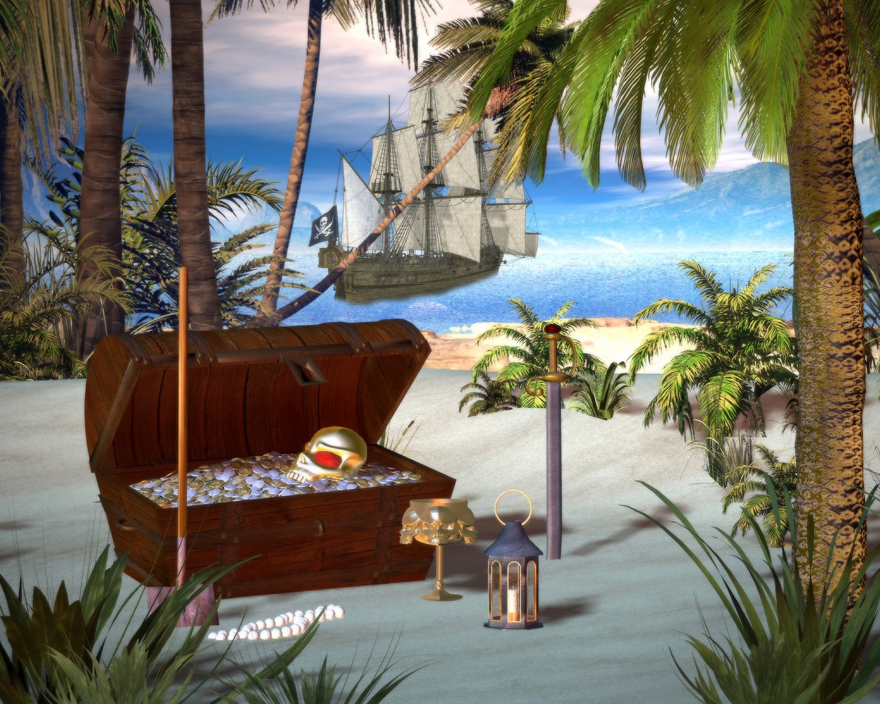 pirate treasure chest beach free photo