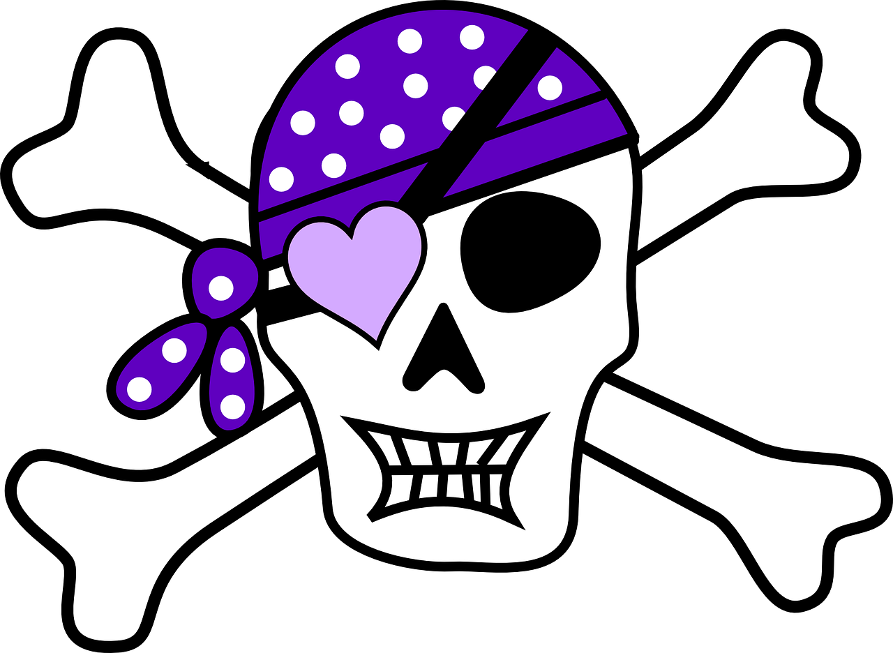 pirate skull purple free photo