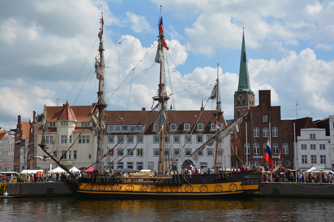 pirate ship hanseatic league port free photo
