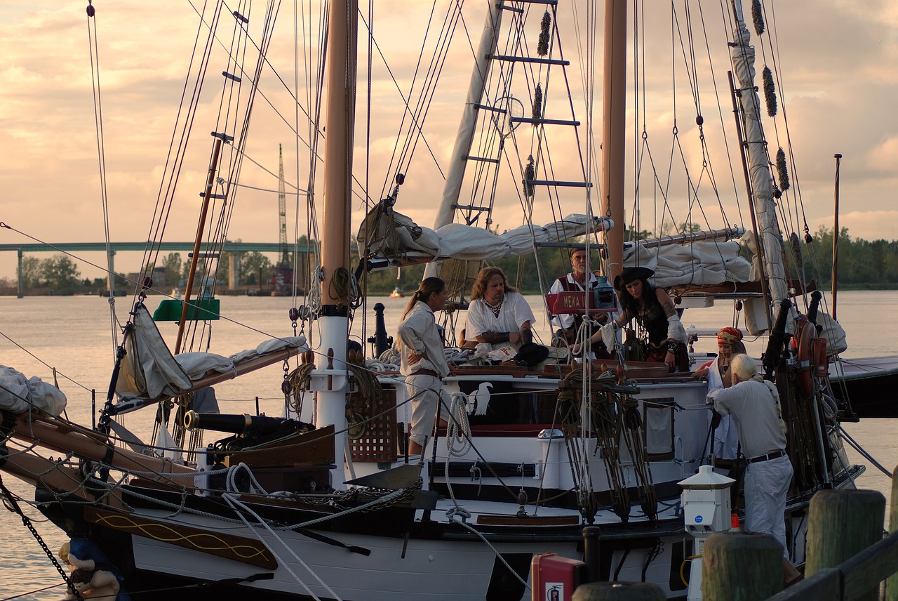 pirate ship sailing ship twilight free photo