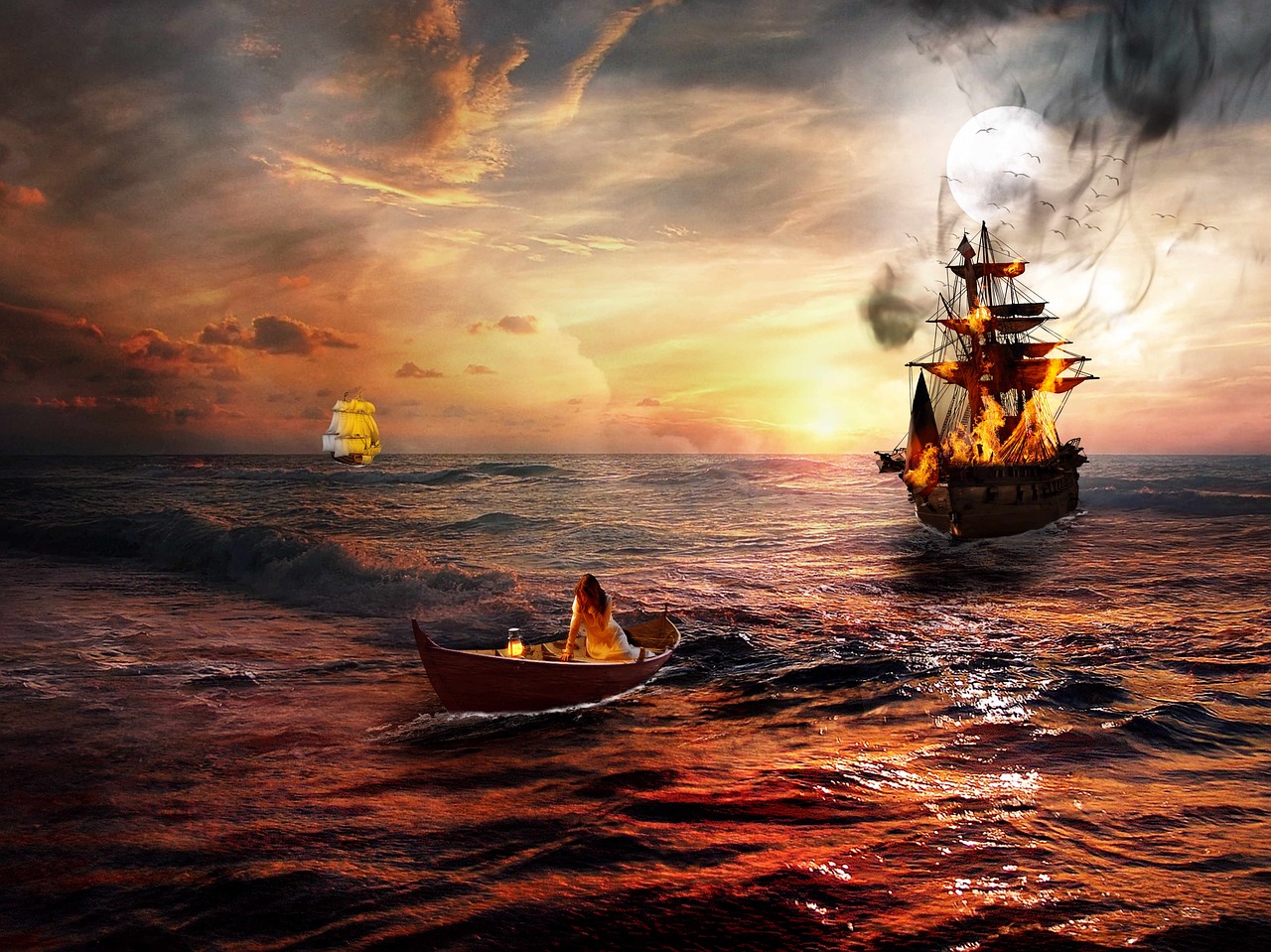 pirates distress sunset free photo