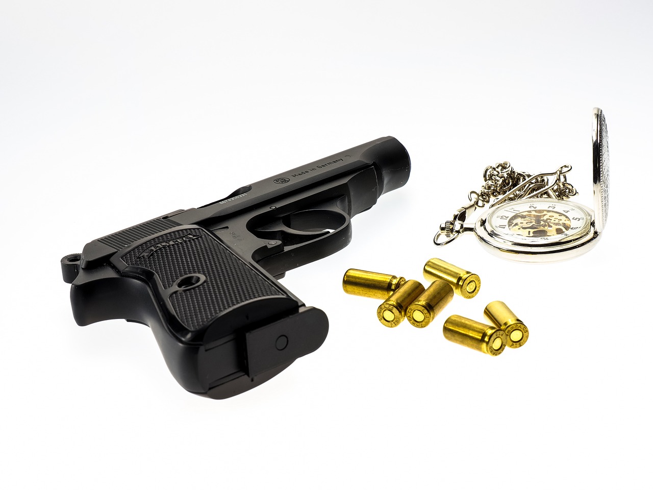 pistol cartridges pocket watch free photo
