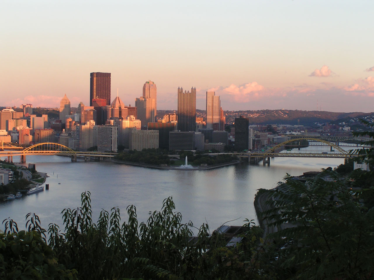 pittsburgh skyline sunset free photo