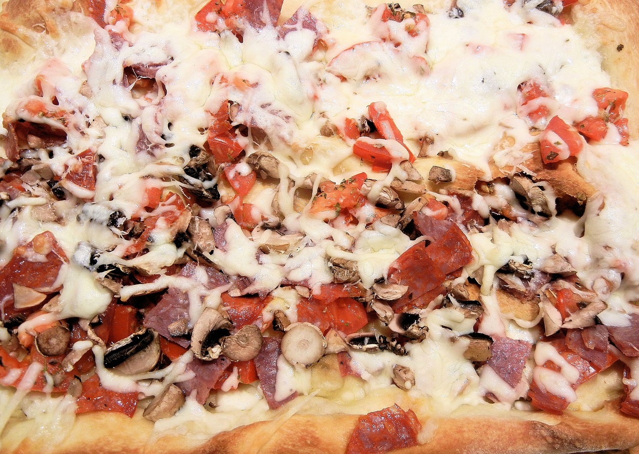 pizza mushrooms salami free photo