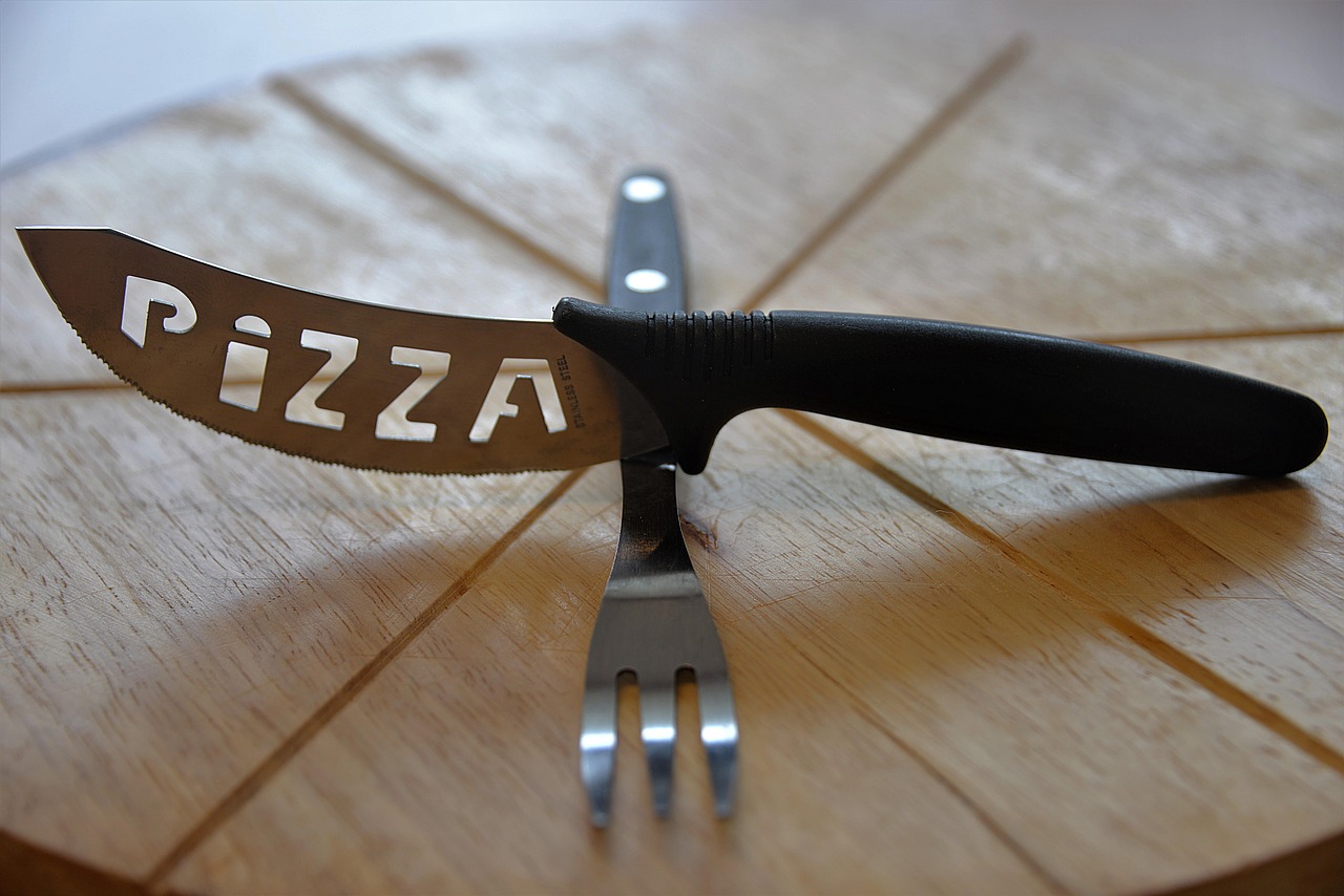 pizza cutlery knife fork free photo