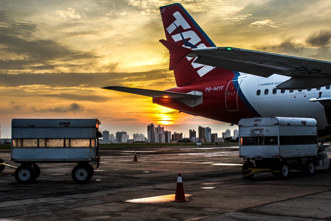 plane sunset airport free photo