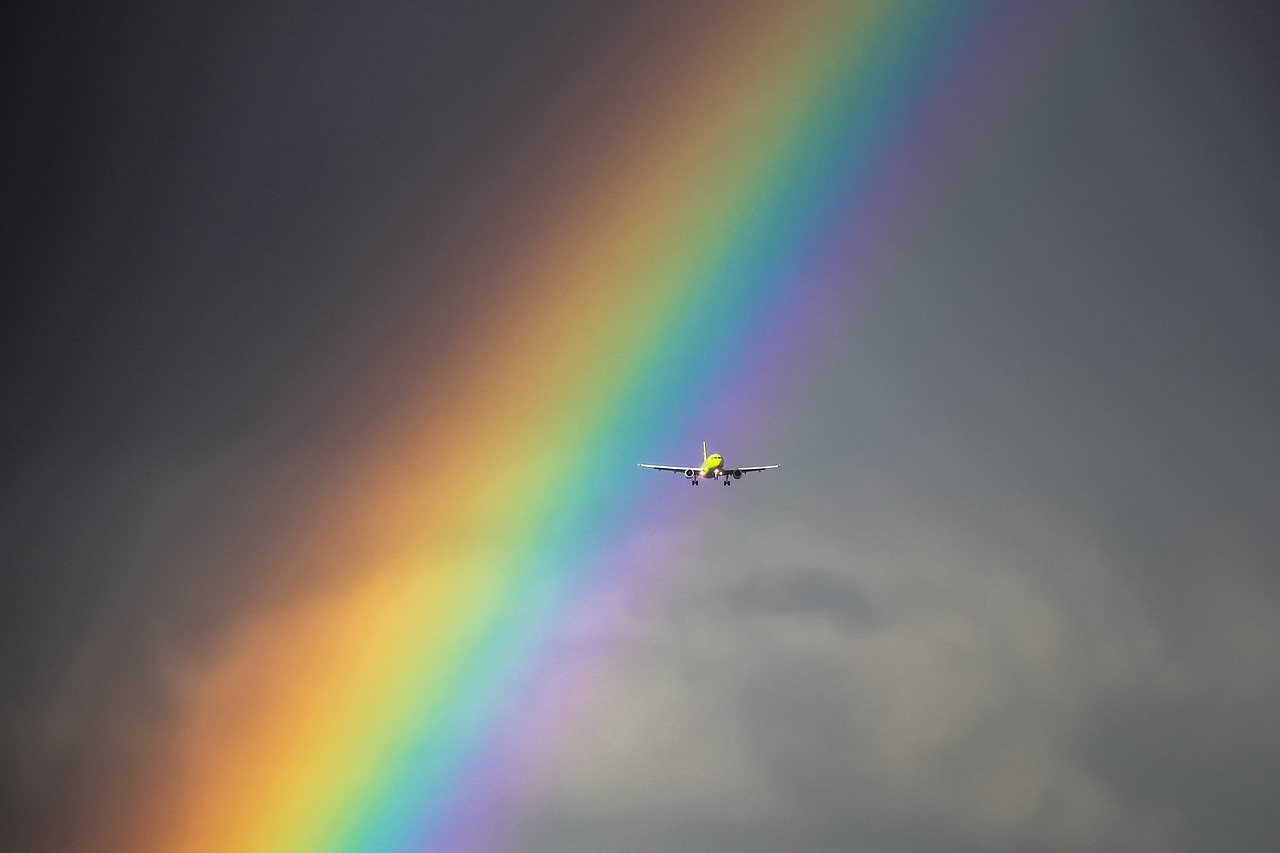 plane  rainbow  flight free photo