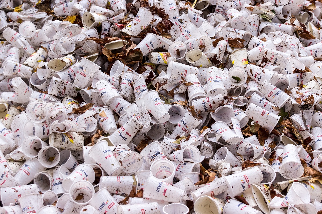 plastic cups garbage disposable cups free photo