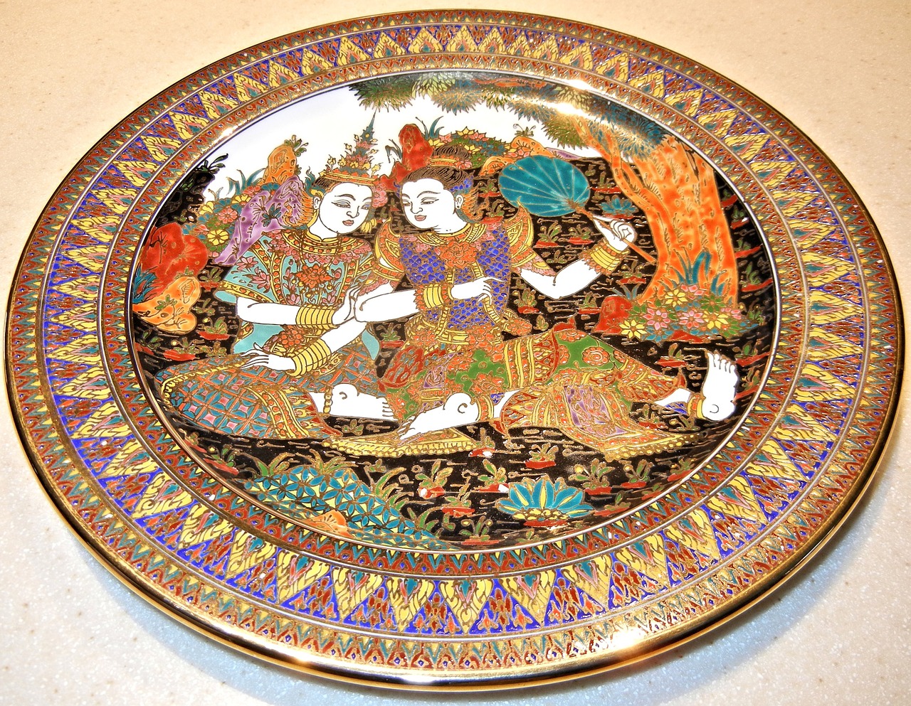 plate hand painted thailand free photo