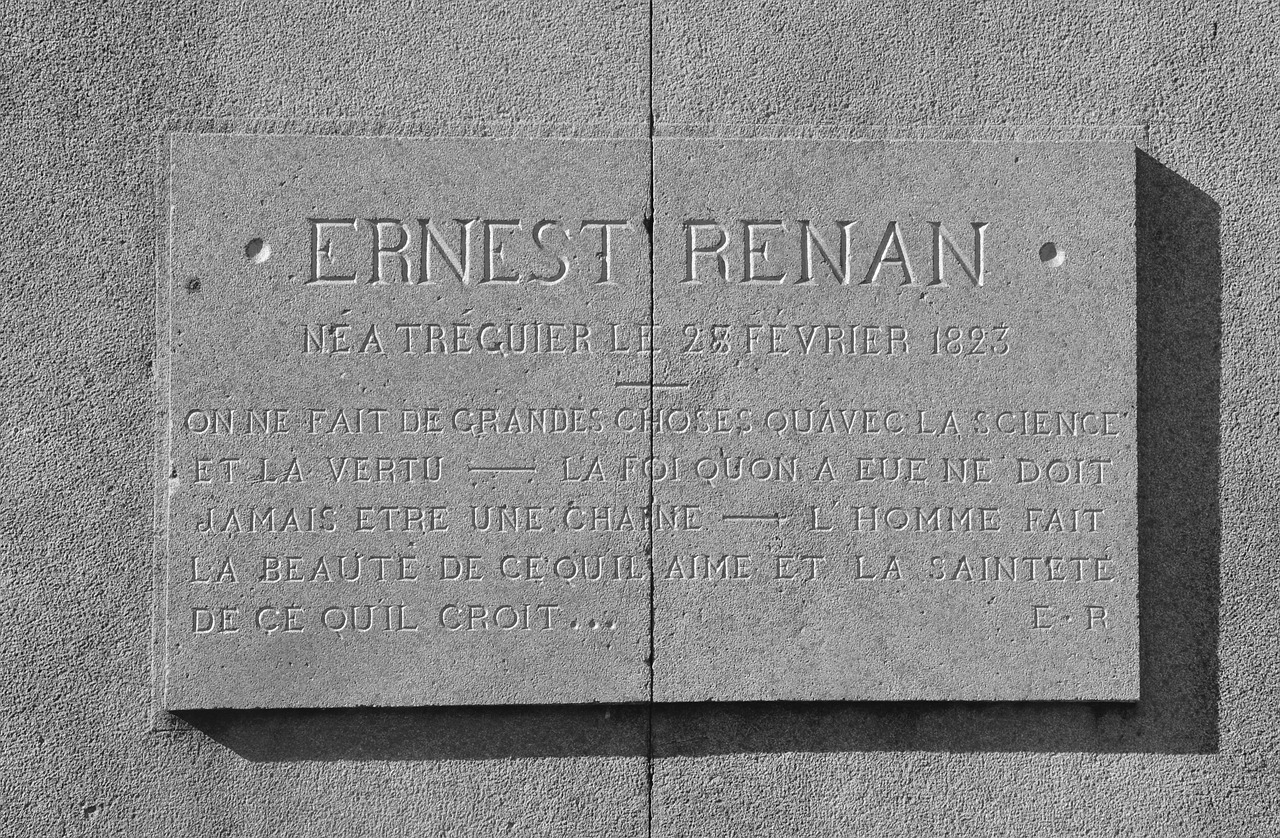 plate stone mémoration ernest renan french philosopher free photo