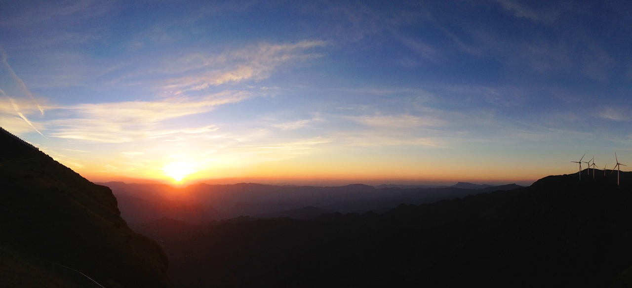 plateau sunrise windmill free photo