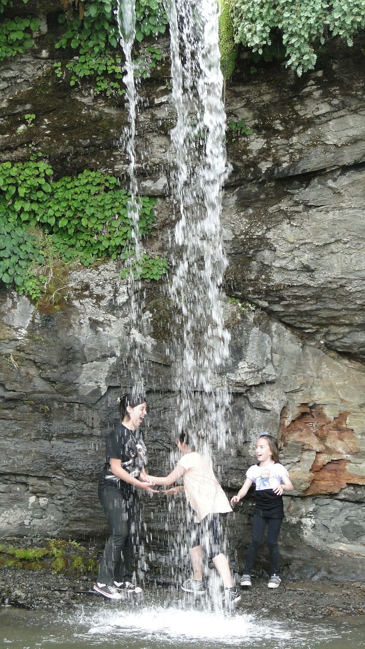 play children waterfall free photo