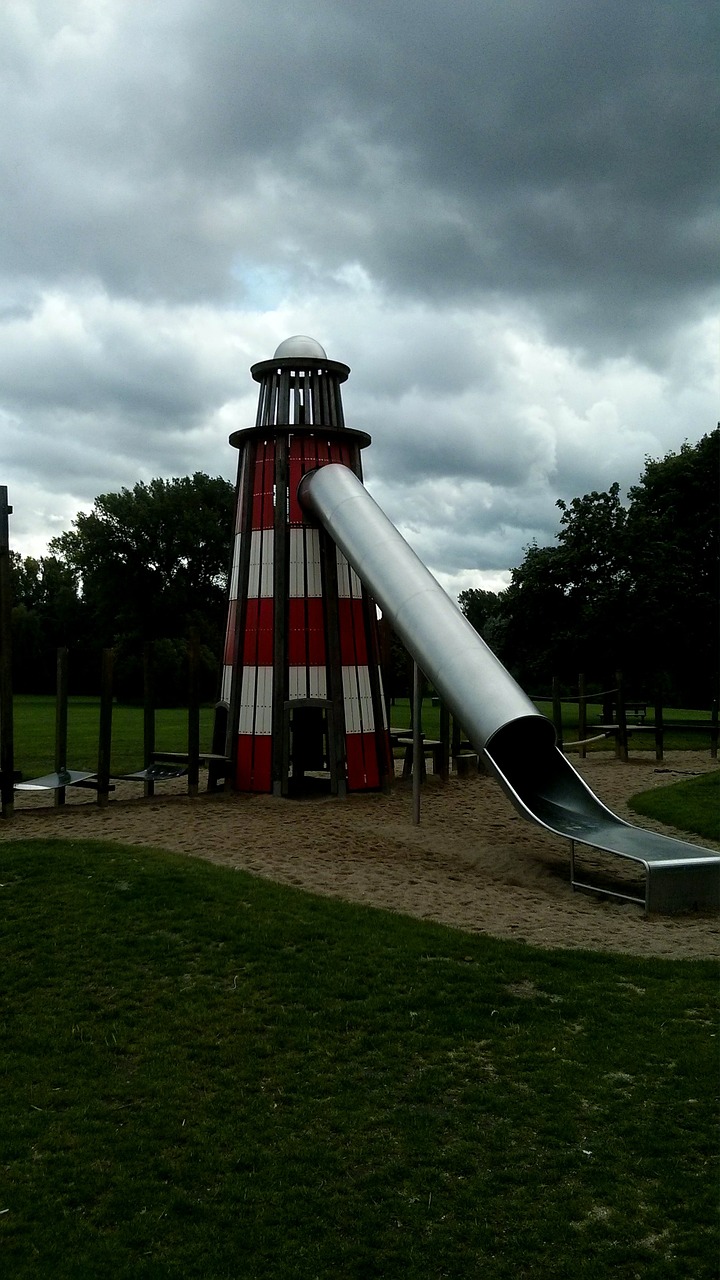 playground lighthouse slide free photo