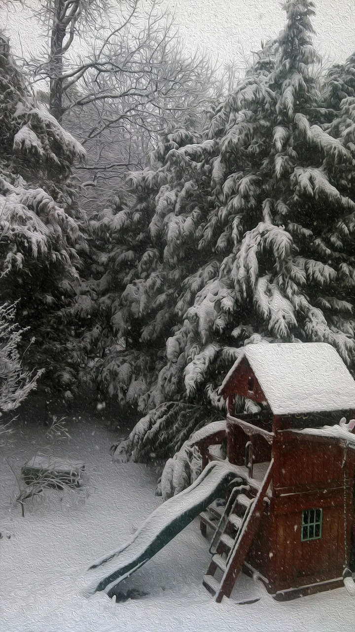 playground winter trees free photo