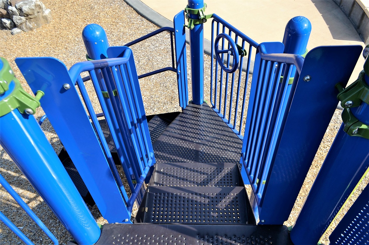 playground steps blue stairs metal free photo