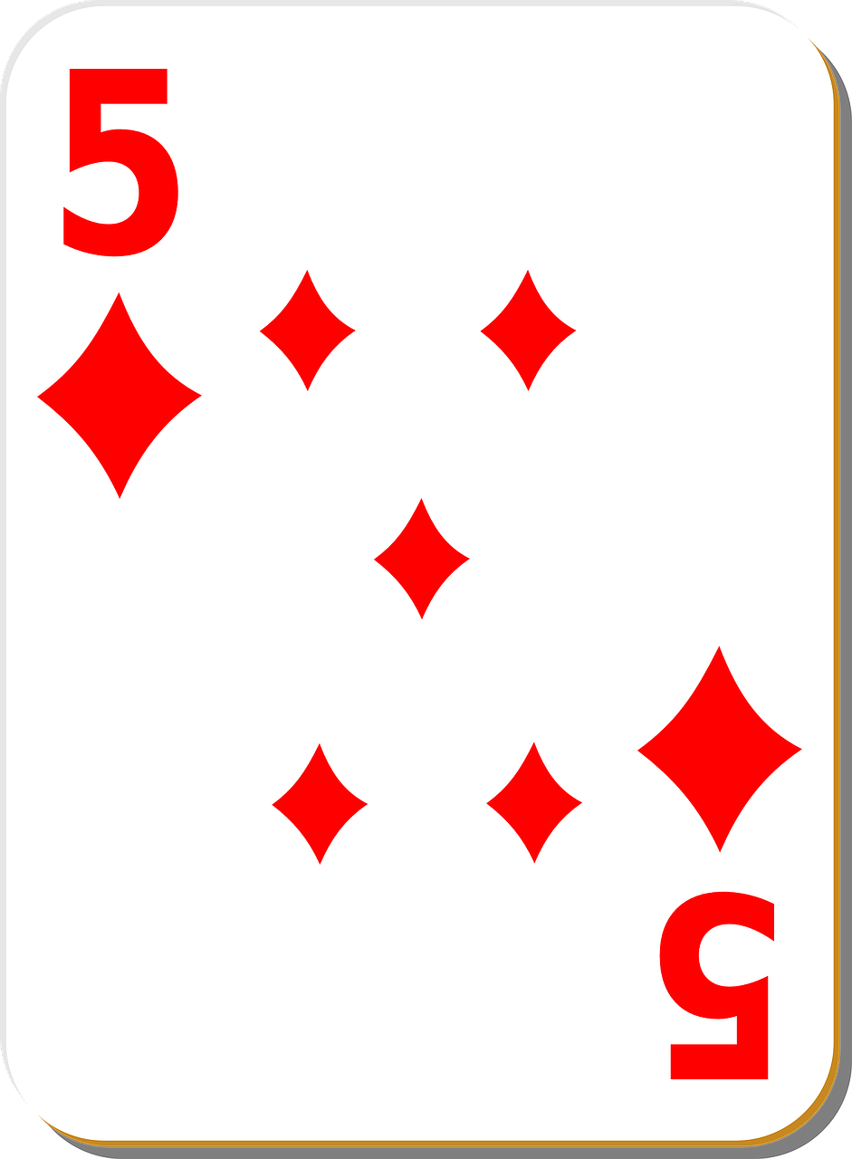 playing card five diamonds free photo