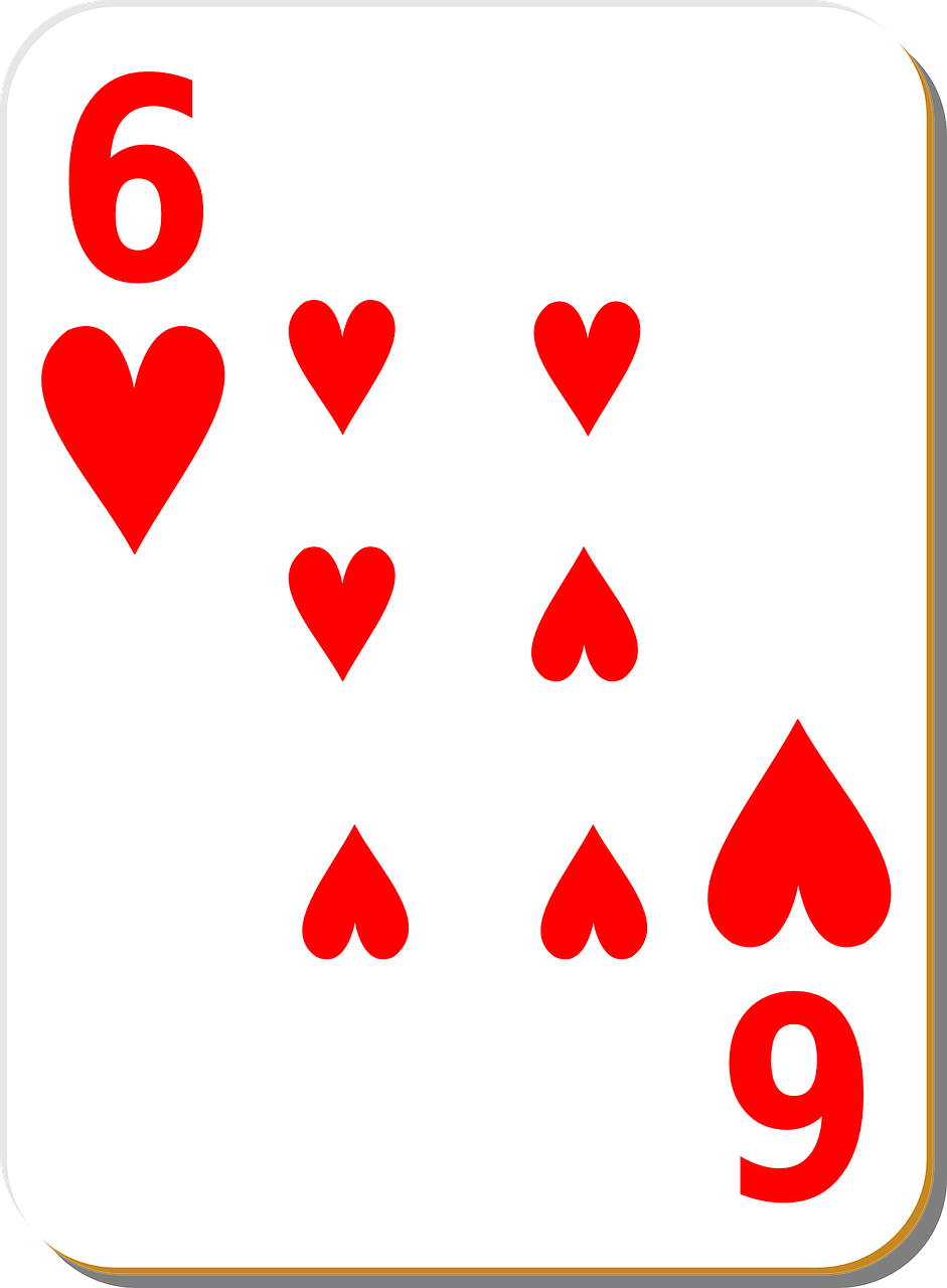playing card six hearts free photo