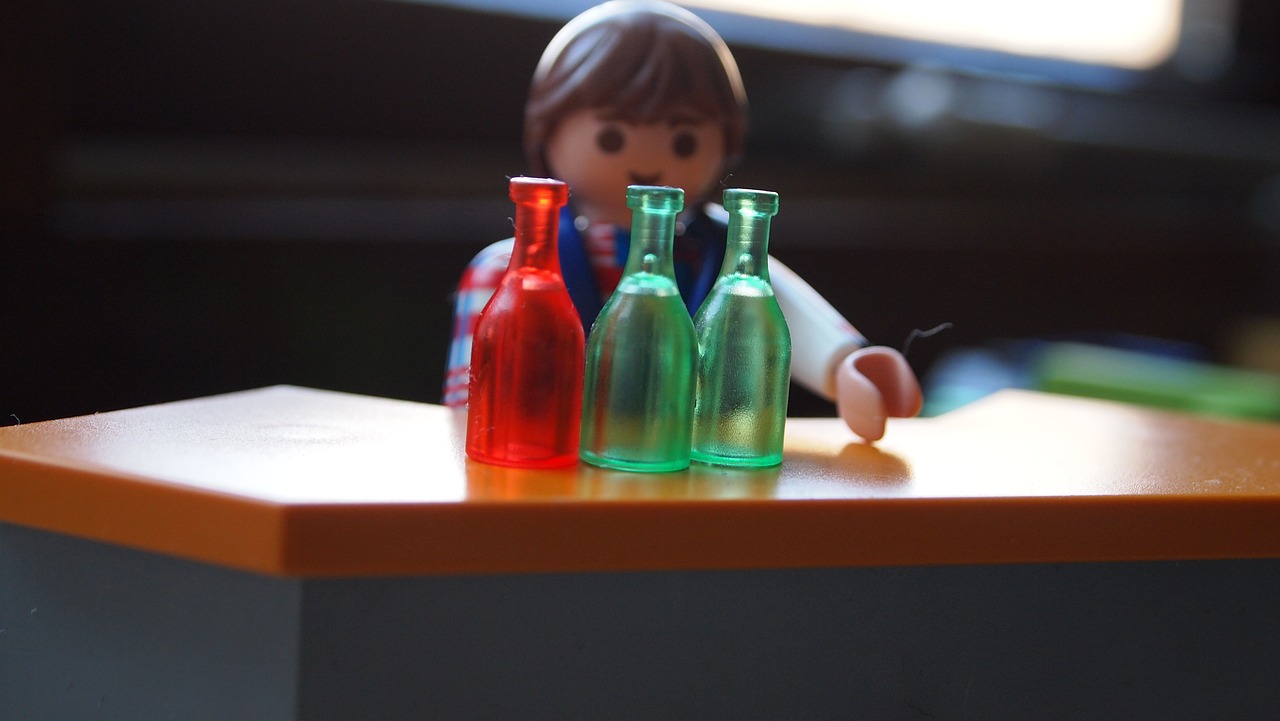 playmobil stick man bottles free photo