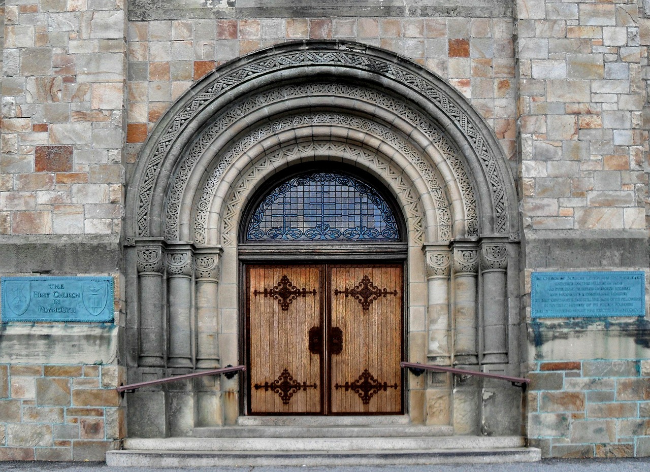 plymouth massachusetts church door free photo