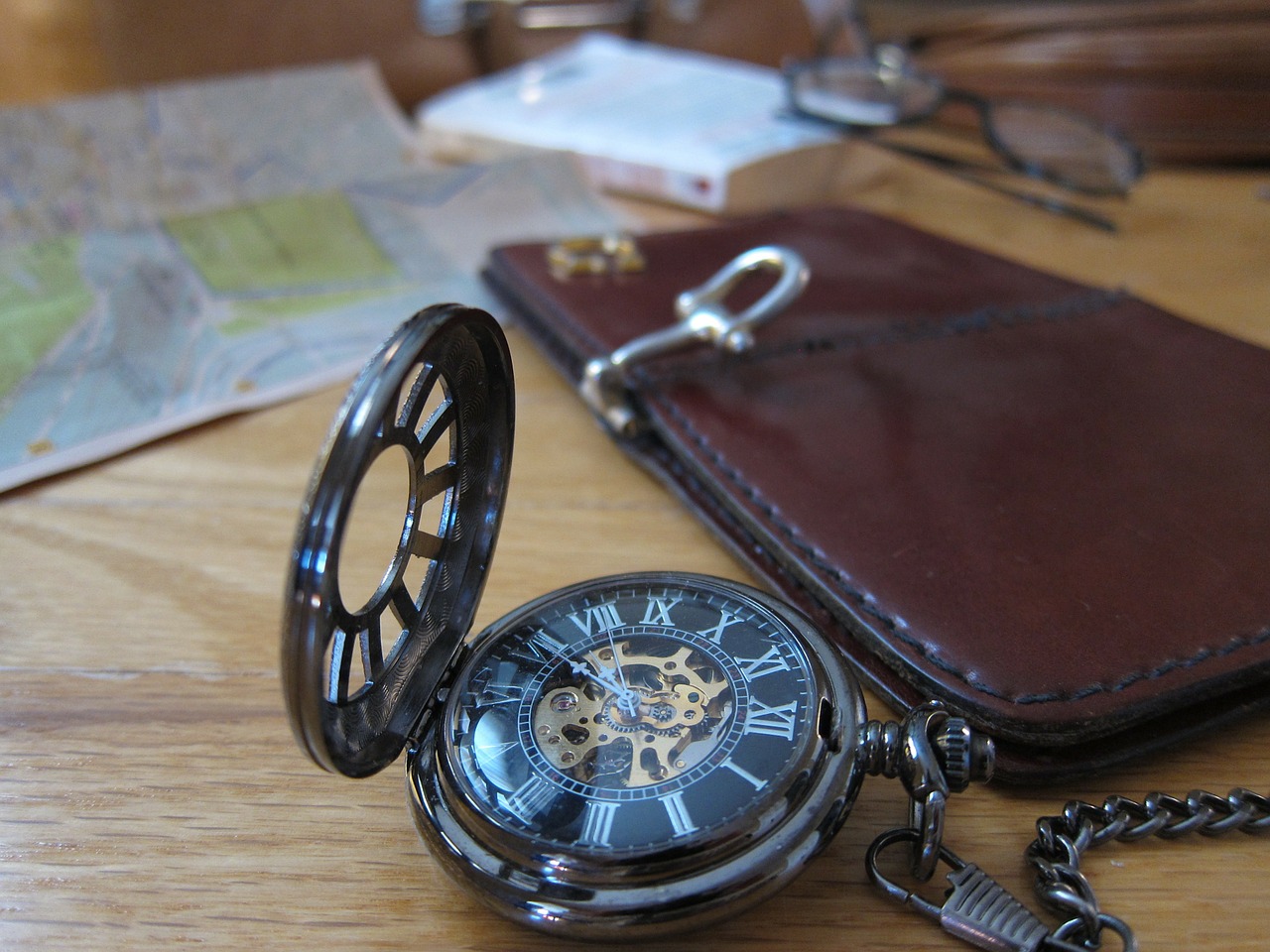 pocket watch travel map free photo