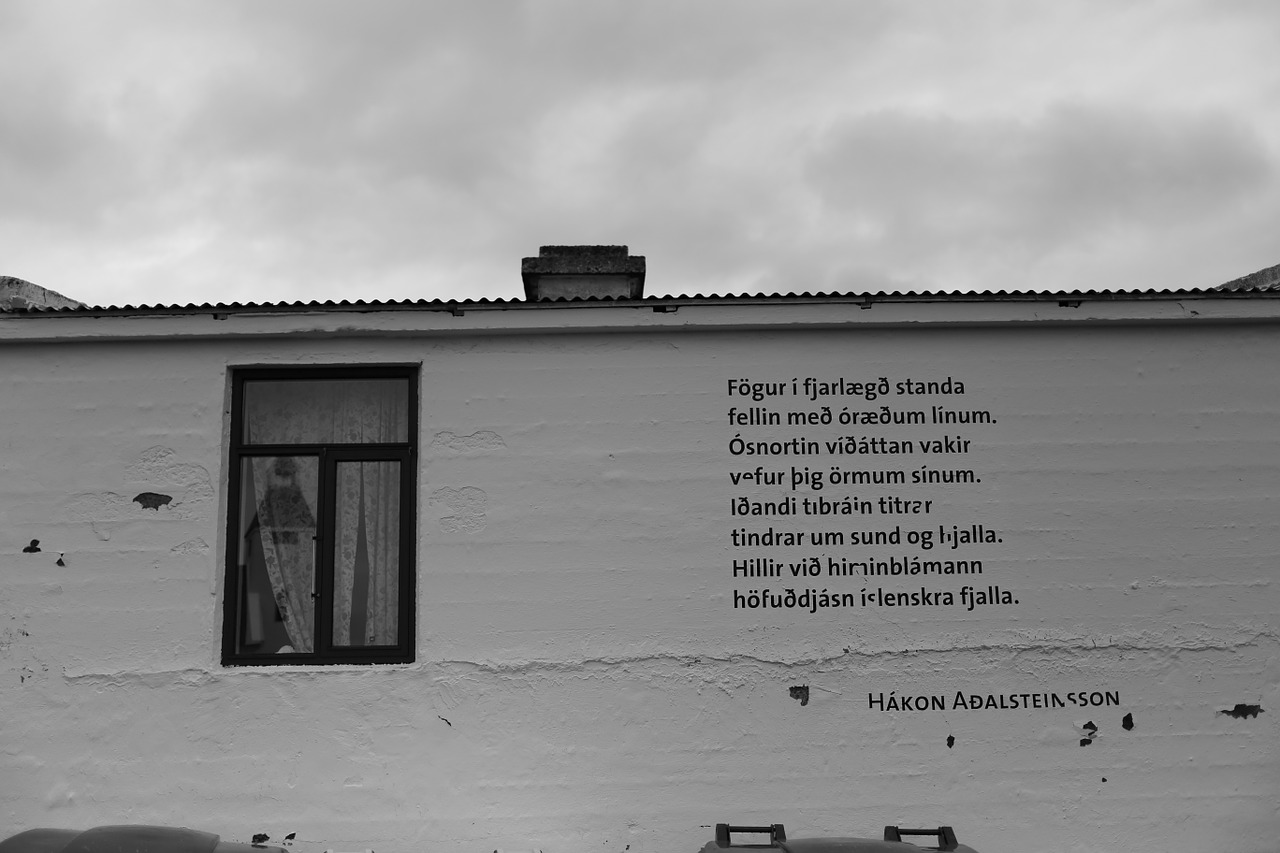 poetry on the wall lonely house iceland free photo