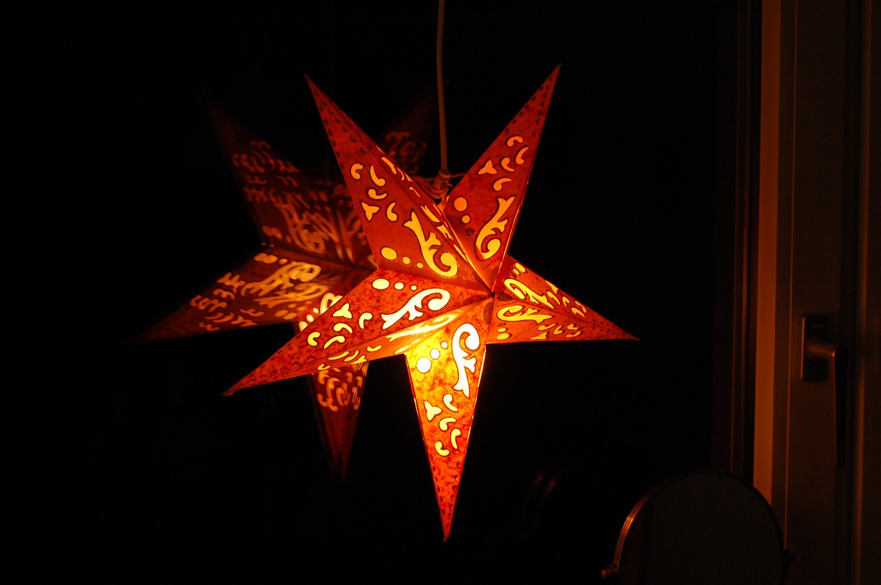 poinsettia star lighting free photo