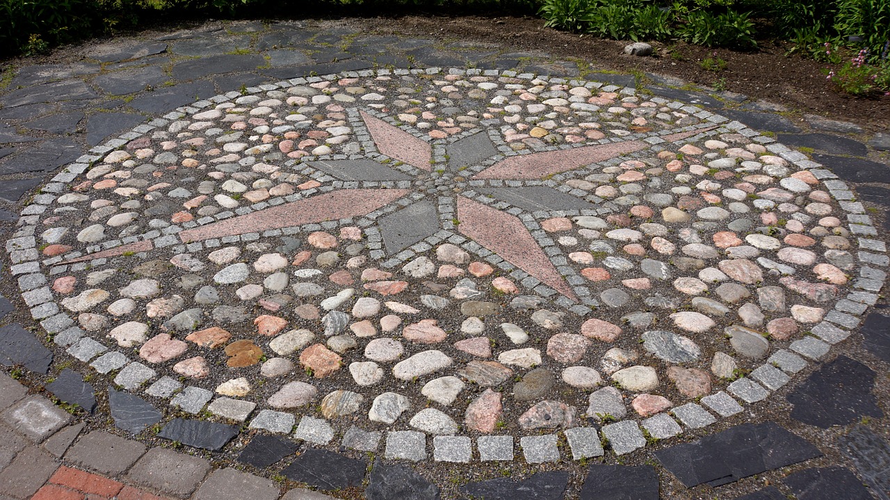 points of the compass stone work paving stones free photo