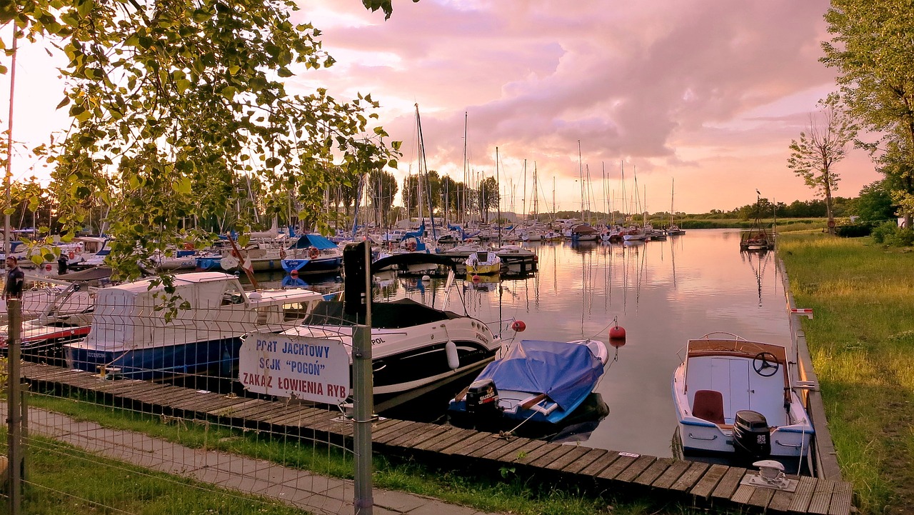 poland boats clouds free photo